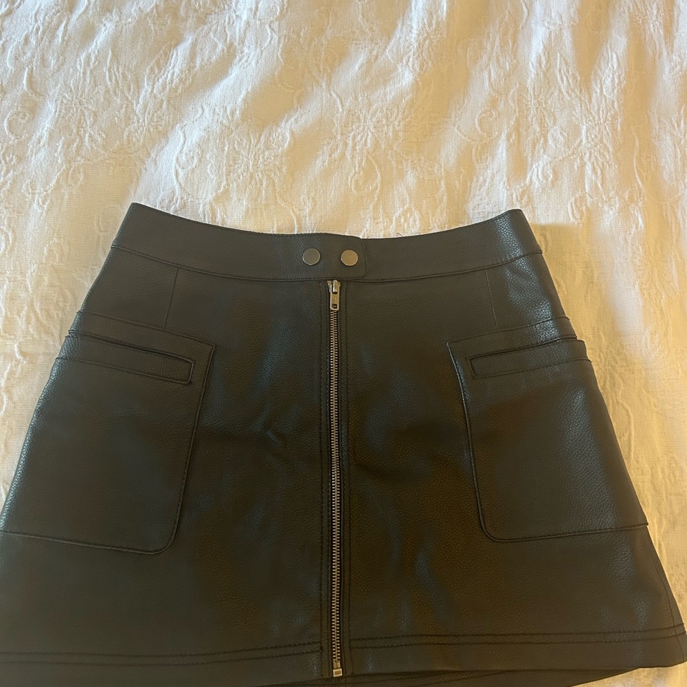 Free people black leather skirt